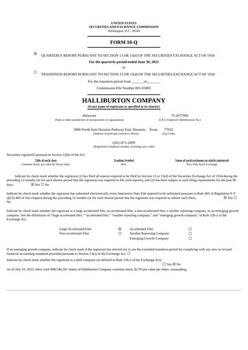 Thumbnail Halliburton Quarterly Report 2023-q2