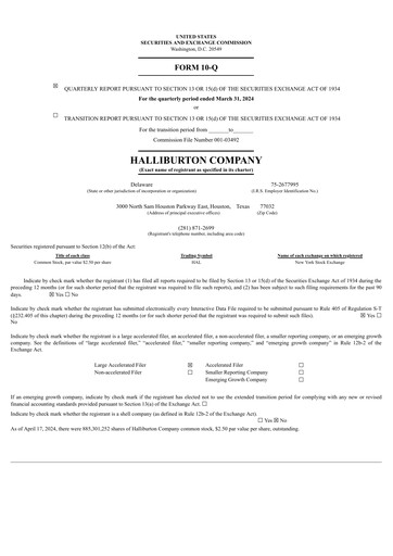 Thumbnail Halliburton Quarterly Report 2024-q1
