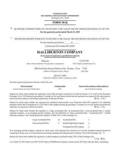 Thumbnail Halliburton Quarterly Report 2025-q1