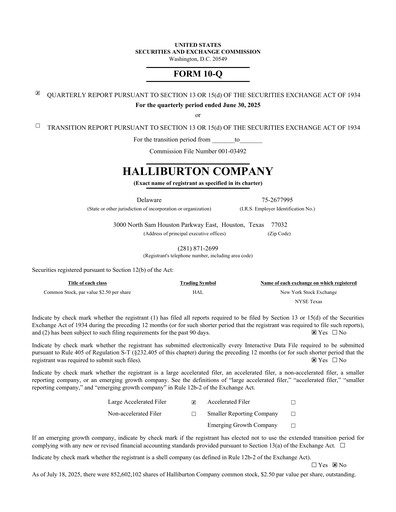 Thumbnail Halliburton Quarterly Report 2025-q2