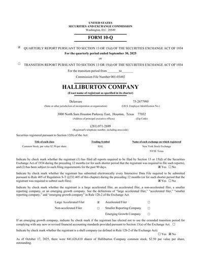 Thumbnail Halliburton Quarterly Report 2025-q3