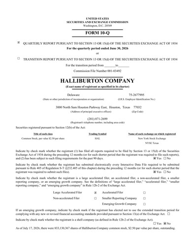 Thumbnail Halliburton Quarterly Report 2026-q2