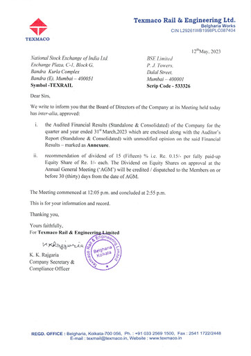 Thumbnail Texmaco Rail & Engineering Financial Statement 2022-2023
