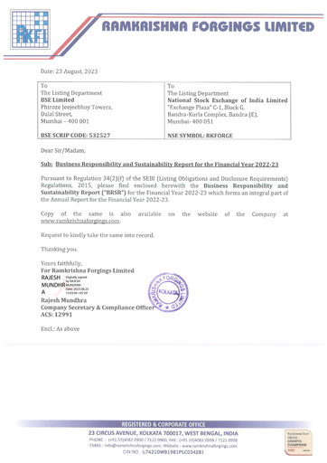 Thumbnail Ramkrishna Forgings Sustainability Report 2022-2023