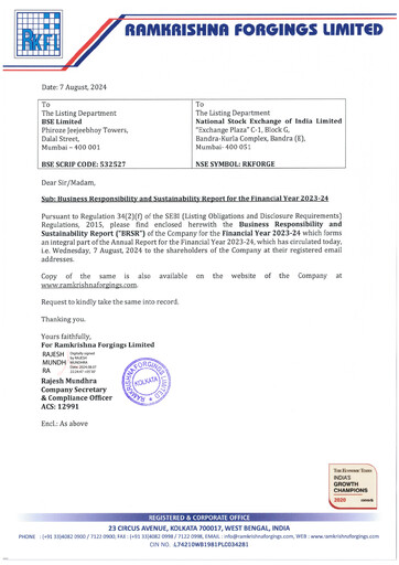 Thumbnail Ramkrishna Forgings Sustainability Report 2023-2024