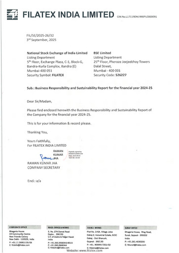 Miniature Filatex India
 Rapport ESG 2024-2025