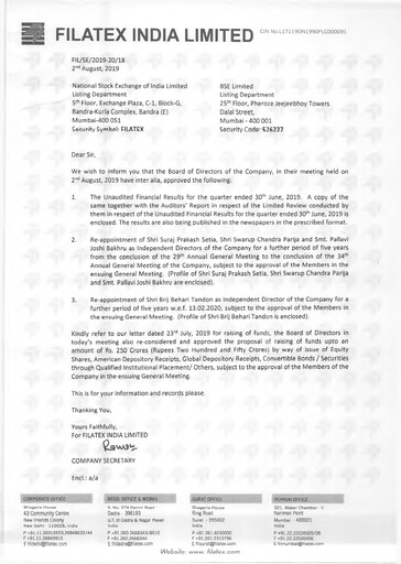 Thumbnail Filatex India
 Quarterly Report 2019-q1