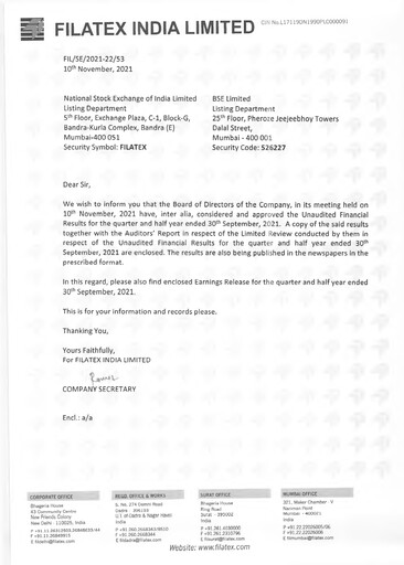Thumbnail Filatex India
 Quarterly Report 2021-q2