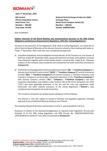 Thumbnail Somany Ceramics Quarterly Report 2025-q3