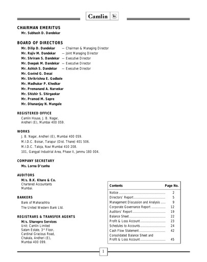 Miniature Kokuyo Camlin
 Rapport annuel 2003-2004