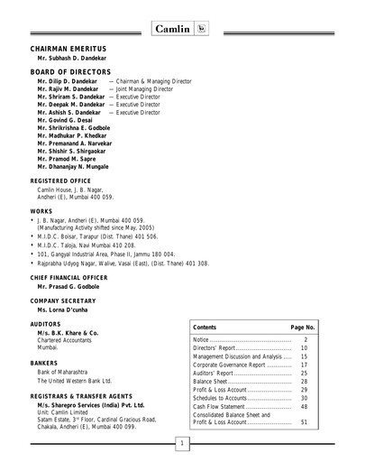 Miniature Kokuyo Camlin
 Rapport annuel 2004-2005