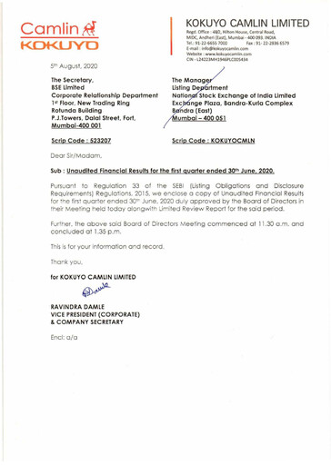 Thumbnail Kokuyo Camlin
 Quarterly Report 2020-q1