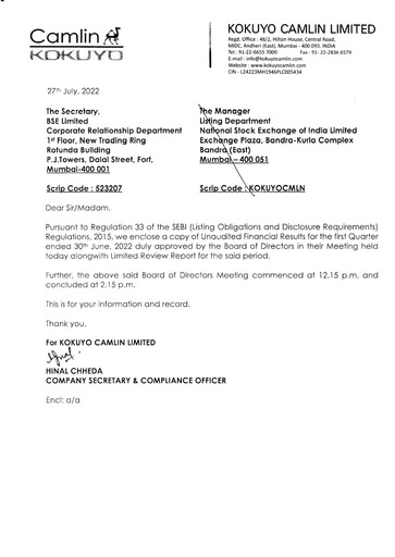 Thumbnail Kokuyo Camlin
 Quarterly Report 2022-q1