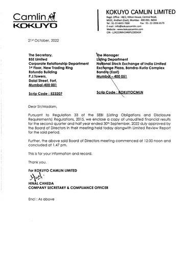 Thumbnail Kokuyo Camlin
 Quarterly Report 2022-q2