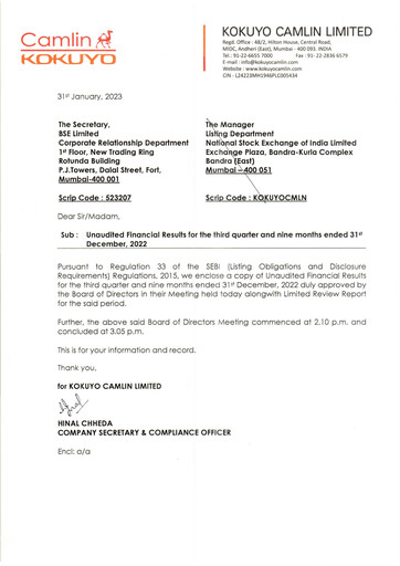 Thumbnail Kokuyo Camlin
 Quarterly Report 2022-q3