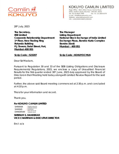 Thumbnail Kokuyo Camlin
 Quarterly Report 2023-q1