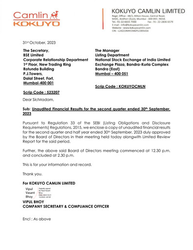 Thumbnail Kokuyo Camlin
 Quarterly Report 2023-q2