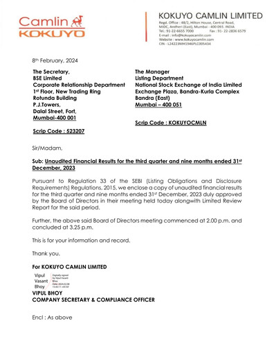 Thumbnail Kokuyo Camlin
 Quarterly Report 2023-q3