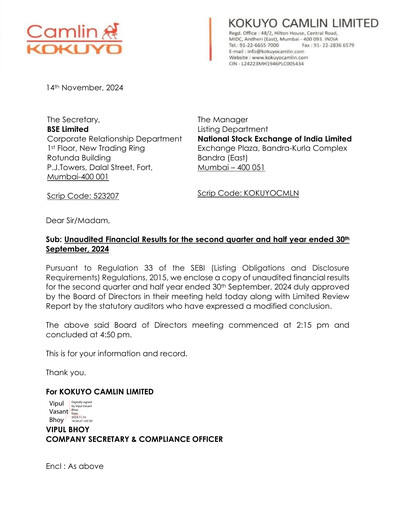Thumbnail Kokuyo Camlin
 Quarterly Report 2024-q2
