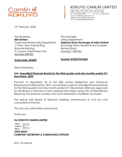 Thumbnail Kokuyo Camlin
 Quarterly Report 2024-q3