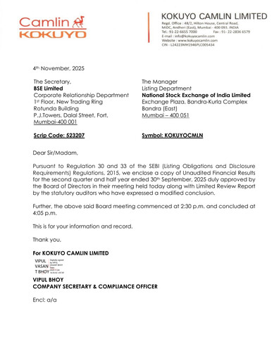Thumbnail Kokuyo Camlin
 Quarterly Report 2025-q2
