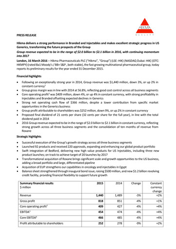 Vorschaubild Hikma Pharmaceuticals
 Finanzbericht 2015