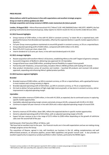 Vorschaubild Hikma Pharmaceuticals
 Halbjahresbericht 2015-h1
