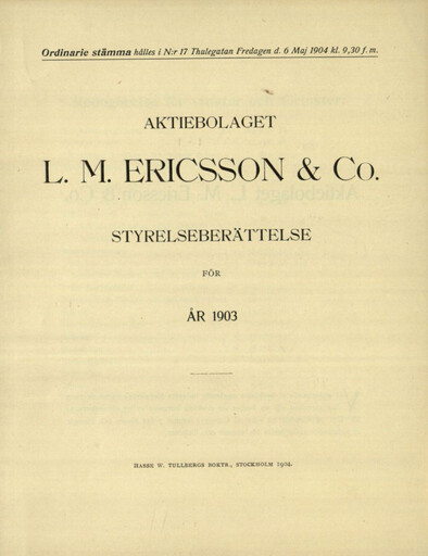 Thumbnail Ericsson Annual Report 1903