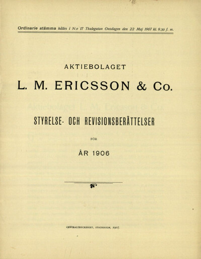 Thumbnail Ericsson Annual Report 1906