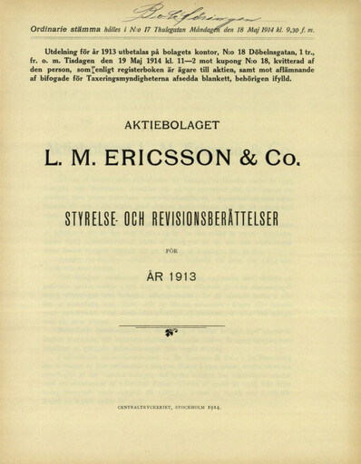 Thumbnail Ericsson Annual Report 1913