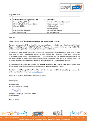 Miniature Radio City Rapport annuel 2019-2020