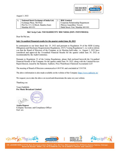 Thumbnail Radio City Quarterly Report 2022-q1