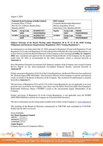 Miniature Radio City Rapport trimestriel 2024-q2