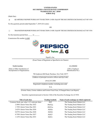 Thumbnail Pepsico Quarterly Report 2019-q3