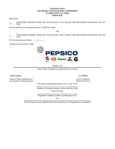 Thumbnail Pepsico Quarterly Report 2020-q3