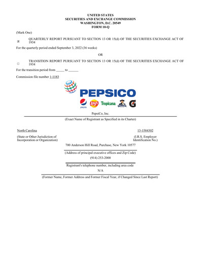 Thumbnail Pepsico Quarterly Report 2022-q3