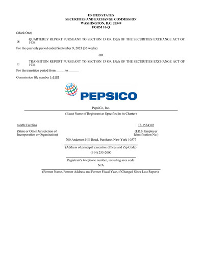 Thumbnail Pepsico Quarterly Report 2023-q3