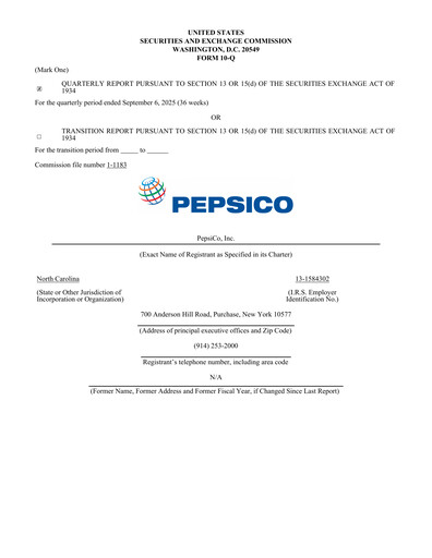 Thumbnail Pepsico Quarterly Report 2025-q3