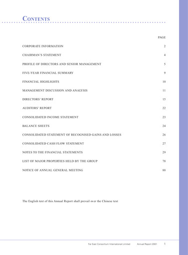 Thumbnail Far East Consortium International Annual Report 2001