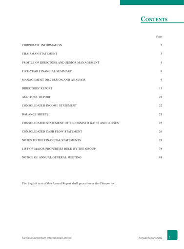 Thumbnail Far East Consortium International Annual Report 2002