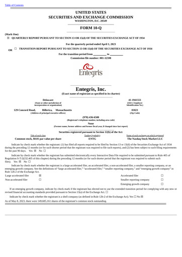 Thumbnail Entegris Quarterly Report 2023-q1