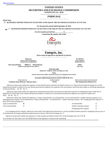 Thumbnail Entegris Quarterly Report 2023-q3