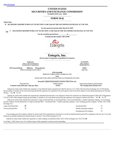 Thumbnail Entegris Quarterly Report 2025-q1