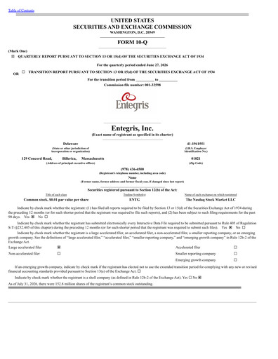 Thumbnail Entegris Quarterly Report 2026-q2
