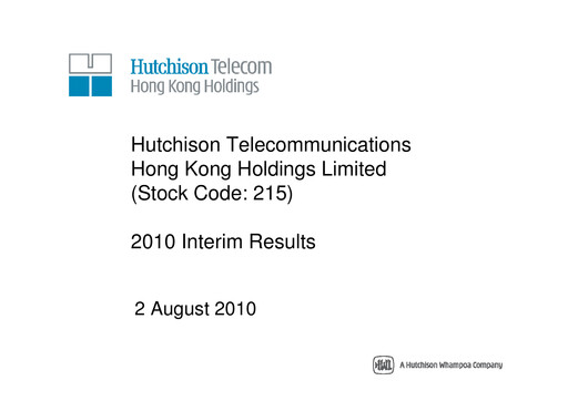 Thumbnail Hutchison Telecommunications Hong Kong Holdings Half-year Report 2010-h1