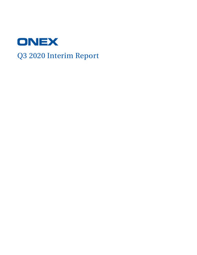 Thumbnail Onex Quarterly Report 2020-q3