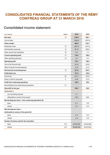 Thumbnail Rémy Cointreau
 Financial Statement fy2016
