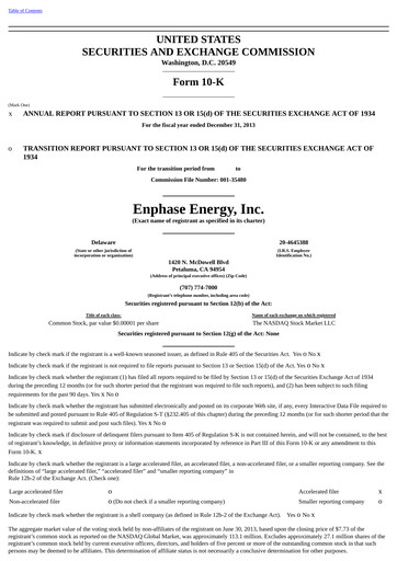 Thumbnail Enphase Energy
 Annual Report 2013