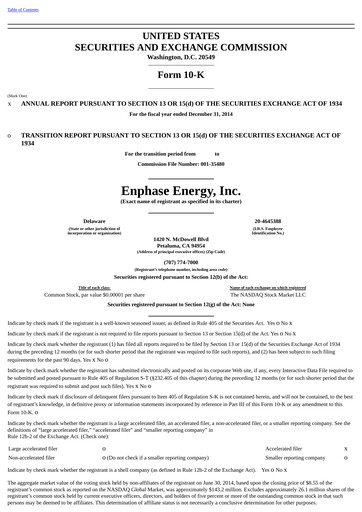 Thumbnail Enphase Energy
 Annual Report 2014