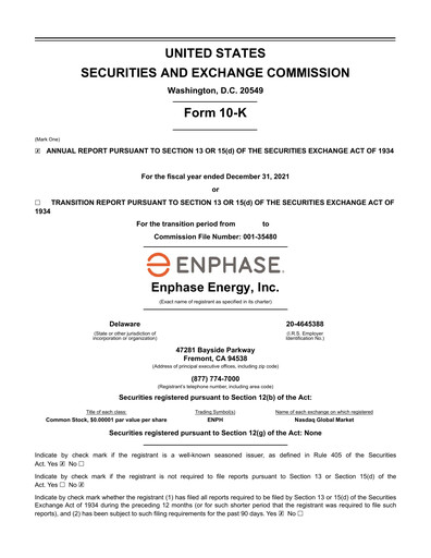 Thumbnail Enphase Energy
 Annual Report 2021